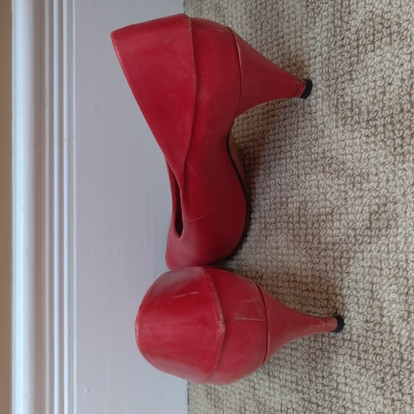 Vintage red leather women's heels - NICKELS - Picture 3 of 5
